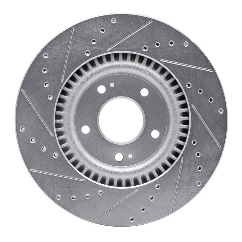Hyundai Sonata Brake Rotor (1) - Front Right - R1 Concepts - Drilled & Slotted - Silver - `11-`25